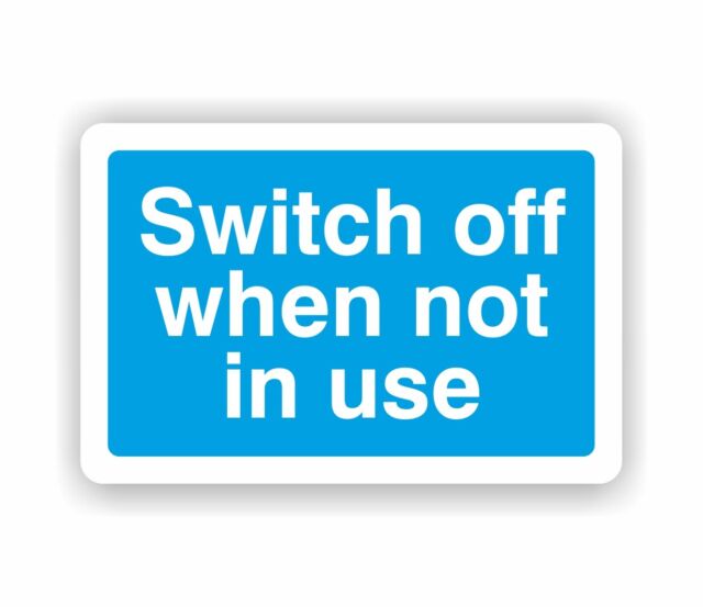 DL39 PACK OF 24X STICKERS SWITCH OFF WHEN NOT IN USE ENERGY SAVING SMART METER