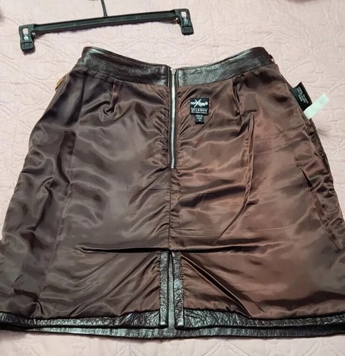 Maxima Wilson Dark Burgundy Leather Skirt Size 12 Fully Lined Back Slit - Picture 3 of 11
