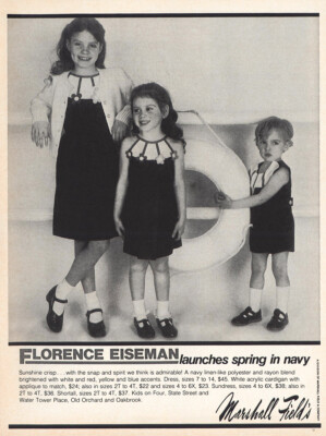 1982 Marshall Fields: Florence Eiseman Spring In Navy Vintage Print Ad
