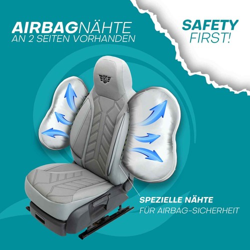 Fundas de asiento de cuero para autocaravana piloto adecuadas para Entegra C C 6000 (gris) - Imagen 9 de 12