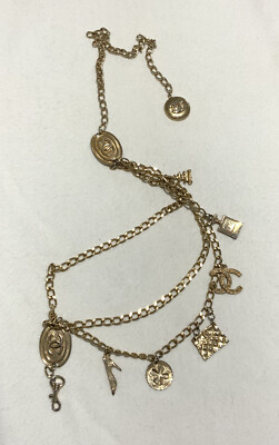 CHANEL Gold Chain CC Logo Accessories Belt GC | eBay