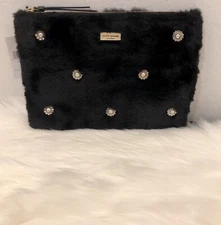 NEW KATE SPADE Cedar Road Beige Faux Fur Gia Clutch Retail $199🌺