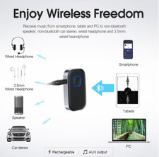 Bluetooth Receiver 3.5mm AUX Car Adapter Wireless Audio Receiver for Home Stereo