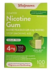 Nicotine Gum Walgreens 4mg coated mint flavor 100 pcs FEBRUARY 2027