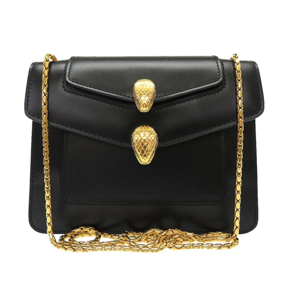 Auth Alexander Wang BVLGARI MNT Shoulder Bag Black Leather Gold