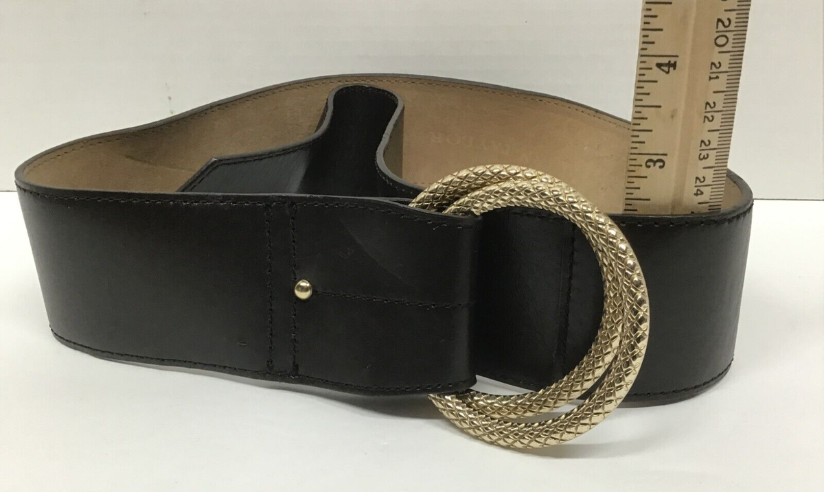 Ann Taylor Womens Medium Brown Leather Gold Tone Double Ring  display picture 1