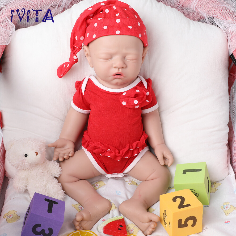 17"Realistic Sleeping Baby Girl Doll Newborn Silicone Real Touch Toddler Toy