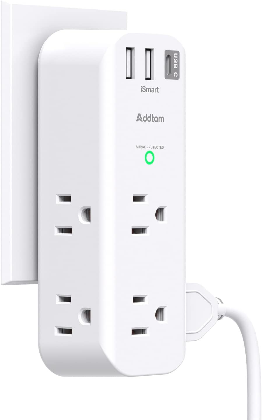 Surge Protector - Outlet Extender with Rotating and Multi Plug 6 White-image