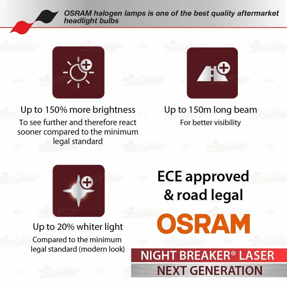 Faro OSRAM NIGHT BREAKER LÁSER NEXT GEN Bombillas HB3 +150% 60W para haz alto Foto 3 de 4