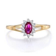 Ladies 9 Carat Gold on Sterling 925 Silver Ruby White Sapphire Cluster Ring