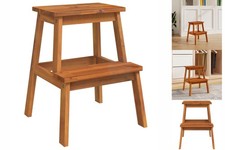 Tritthocker Mit 2 Stufen 40x38x50 Cm Massivholz Akazie Tritt Trittleiter