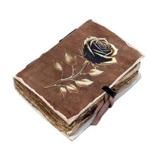 Vintage Elegant Rose Leather Journal Floral Notebook Cappuccino Brown