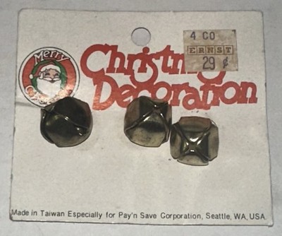 Pay n Save Jingle Bells Decoration Carded Taiwan Seattle 1970's Ernst $ Tag