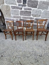 chaise bois marron lot 4 dossier haut intérieur 40x35 cm H 81-100