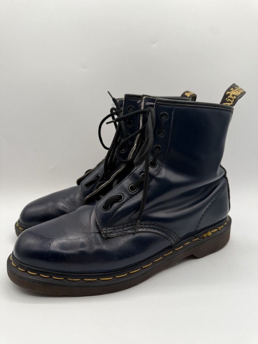 Vintage Dr. Martens 1460 Boots Made In England Dk. Navy Blue