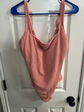 Kona sol size large salmon colored 1 piece women  s ribbed bathing suit