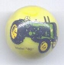 JohnDeere Model 80 Yellow Glass 1" Logo Marble