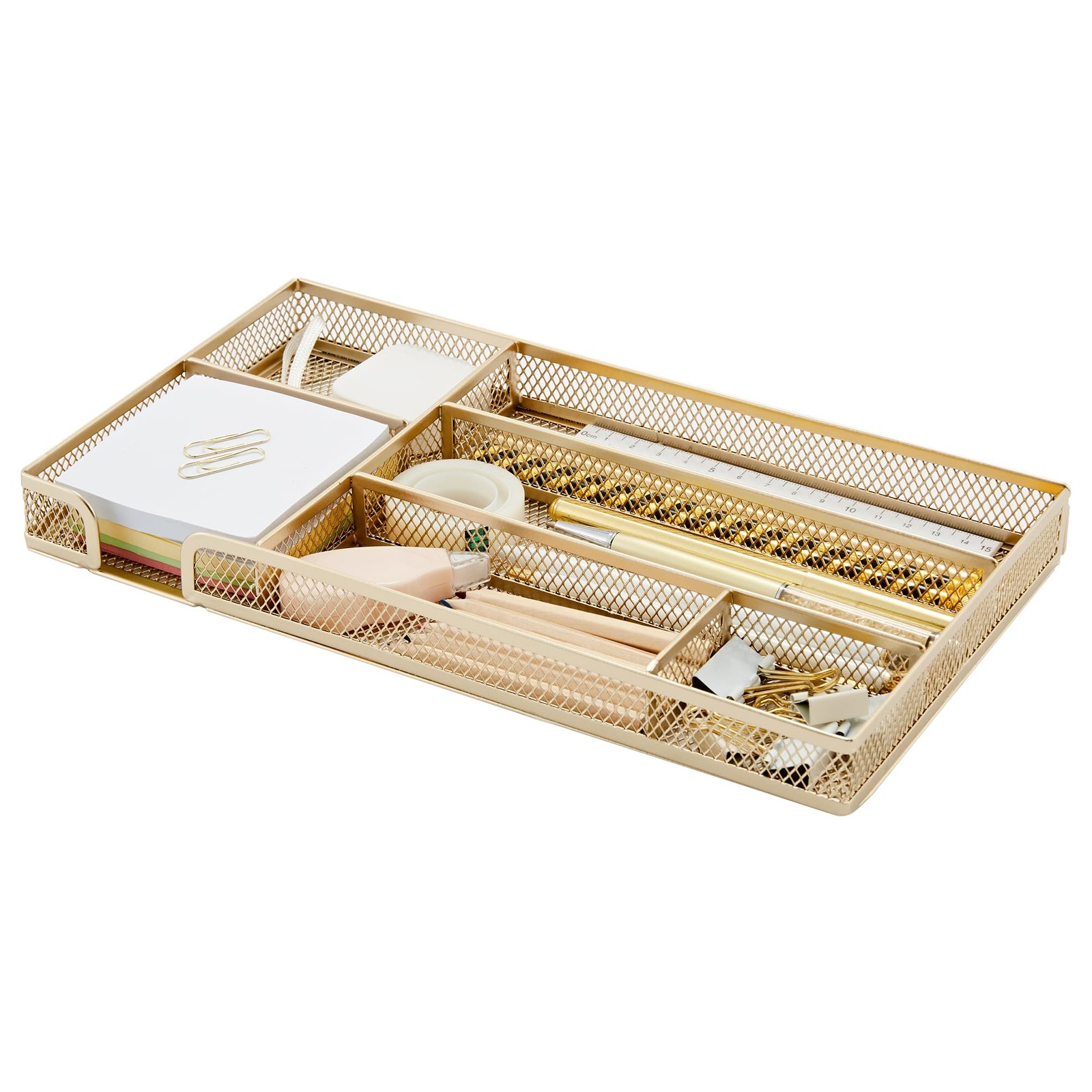 Annova Desk Drawer Organizer Tray, Gold Color, 11.4x6.3x1.2 Size