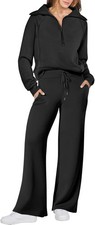 ANRABESS Women 2 Piece Outfits Sweatsuit Oversized Sweatshirt Medium, Black