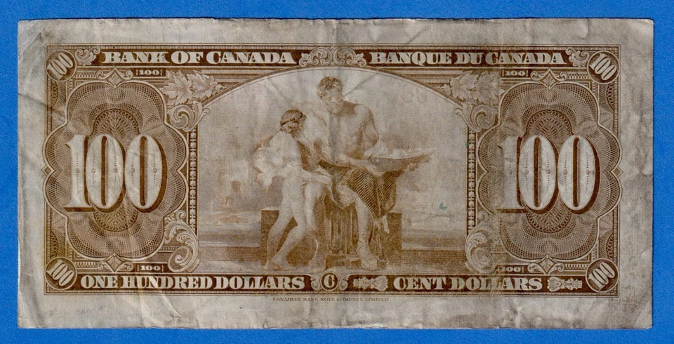 Canada $100 1937 BC-27c / P-64c Circulated  Note B/J 4482706  Sir John MacDonald - Image 2 of 4