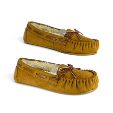 FIBURE Women's Size 7 Brown Moccasin Faux Fur Lined Slippers