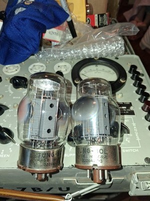 2   Strong  Usa Made Tungsol 3 Hole Gray Plate 6550  tubes  #9008