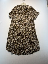 Lane Bryant Leopard print button front side slit collared 14/16 Shirt Dress