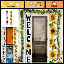2 Pcs Sunflower Hanging Banners - Welcome Porch Sign for Front Door  Garden Dec