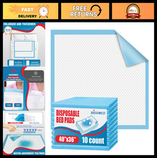 Heavy Duty Tear-Resistant Incontinence Bed Pads 40"x36" Disposable Underpads 10