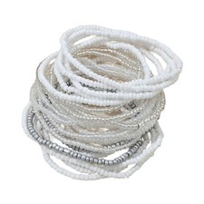 Set of 20 Stylish White Beaded Bracelets Unique Wrist Chain for Beach Outings