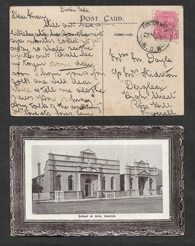 NSW    Postcard  - Dinton Vale to Ross Hill - Inverell 22 AP 1911