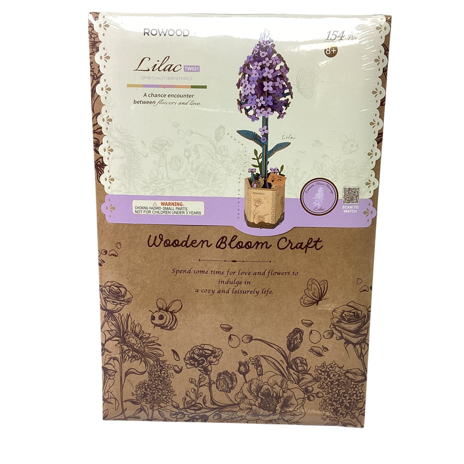 ROBOTIME Lilac Wooden Bloom Craft TW021 Plywood 154 Pieces DIY Kit TH
