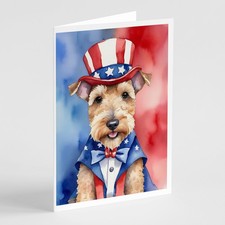 Caroline's Treasures Lakeland Terrier Patriotic American Greeting Cards Pack 8