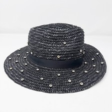 Steve Madden Black Rhinestone Encrusted Straw...