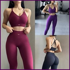 Women s High-Waisted Peach Fit Yoga Set Workout Fitness Outfit
