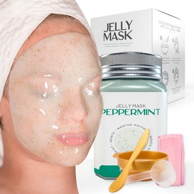 Peel-Off Peppermint Jelly Mask for Face Care   A 23 fl oz Rubber Mask Jar for...