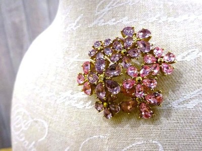 Christian Dior Vintage Blumenstrauß Brosche Rosa Lila Gold Gebraucht Japan