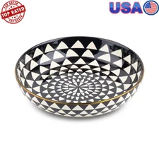 Handcrafted Medallion Serve Bowl Premium Ceramic Versatile Dish/Microwave Safe