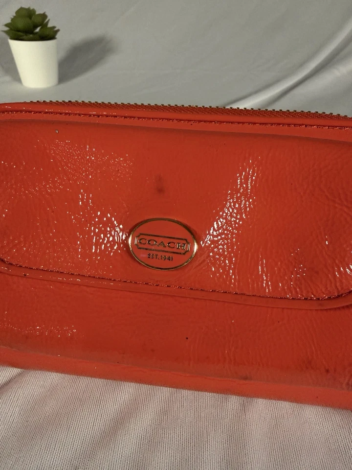 Cartera de charol Coach bolsa de muñeca coral/naranja Foto 2 de 4