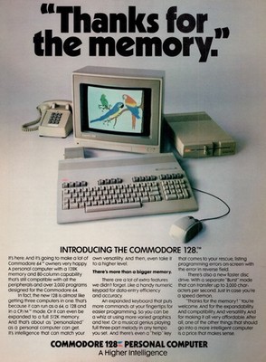 1985 Commodore 128 Personal Computer Thanks For The Memory C128 Vintage Print Ad