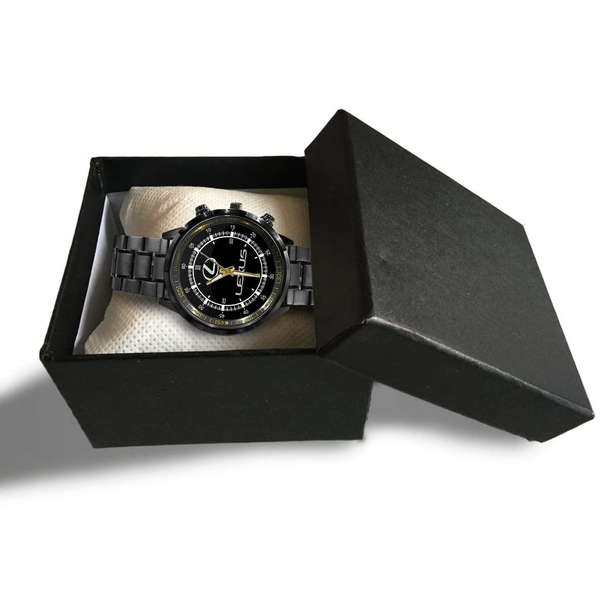 Lexus Logo Dial Chronograph Watch Silver Tone Black Leather Band New Battery 324 ALTEZZA Seiko Alba Lexus IS200 IS300 JDM TRD F-sport Japan  main image 4