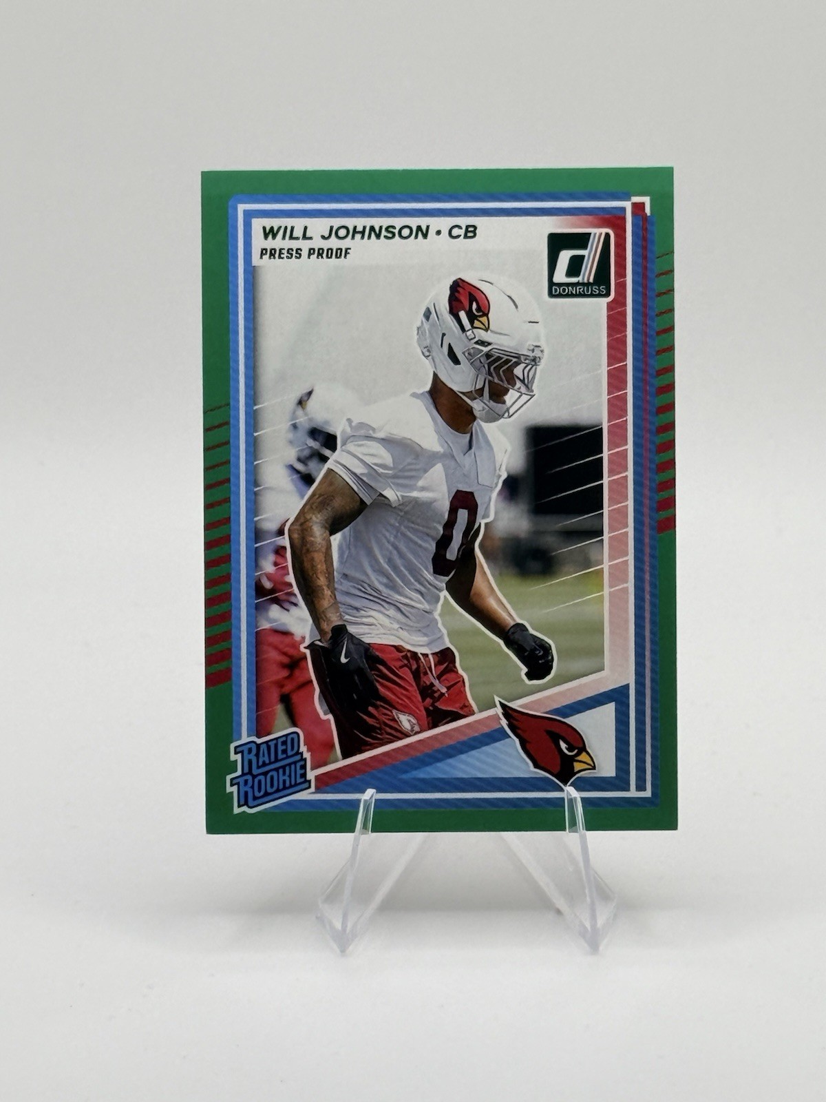 2025 Panini Donruss - Rated Rookie Will Johnson #396 Press Proof Green (RC)