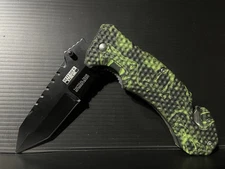 8” DEFENDER XTREME Folding Knife ~Open Assist~ Glass Break~Belt Cut *Snake Skin*