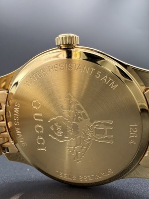 GUCCI G-TIMELESS 36MM GOLD PVD SILVER DIAL SLIM UNISEX WATCH