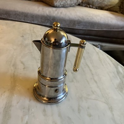 Vev Vigano Kontessa Gold Lines Italian Coffee Maker Moka Espresso Coffee  Vintage