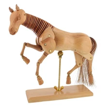 US Art Supply 8" Tall Wood Horse Articulated Manikin
