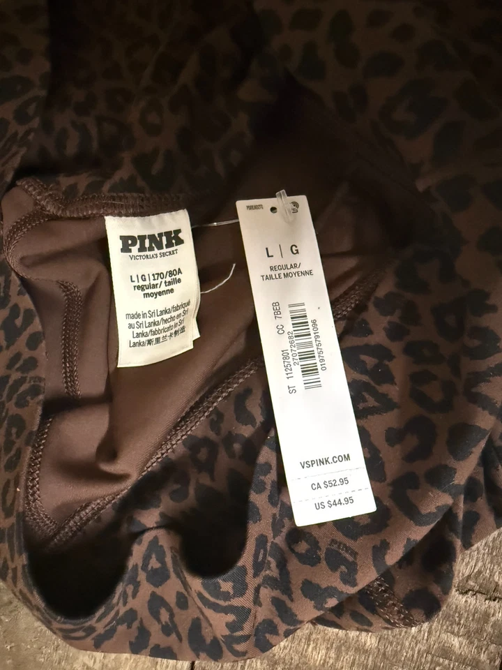 ⚡️Victoria's Secret PINK Relay Leggings Pants Leopard Animal Print Large NEW⚡️ - Image 2 of 2