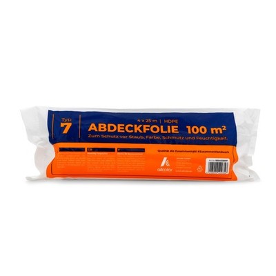 Abdeckfolie - Typ 7, 100 m², aus klarem Polyäthylen, extrem reißfest, 4x5m, HDPE