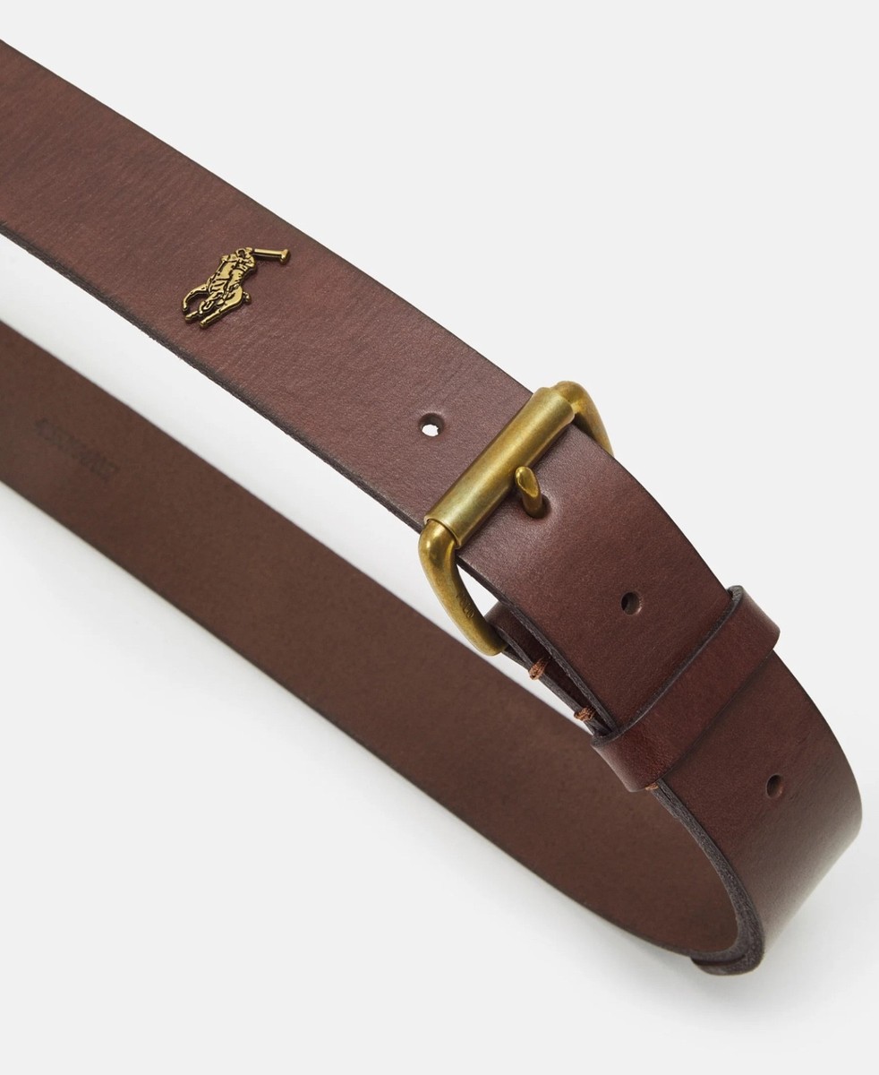 NWT Polo Ralph Lauren Brass Buckle Tumbled Leather BIG PONY  display picture 1