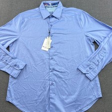 Robert Graham Rutherford Mens Button Up Shirt Large Light Blue Flip Cuff